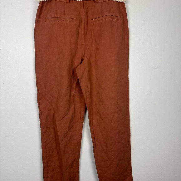Veronica Beard Karter Paperbag Linen Belted High Rise Straight Leg Pants Sz 4 - Picture 10 of 10